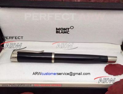 Perfect Replica Mont Blanc Precious Black & Silver Rollerball Pen Wholesale